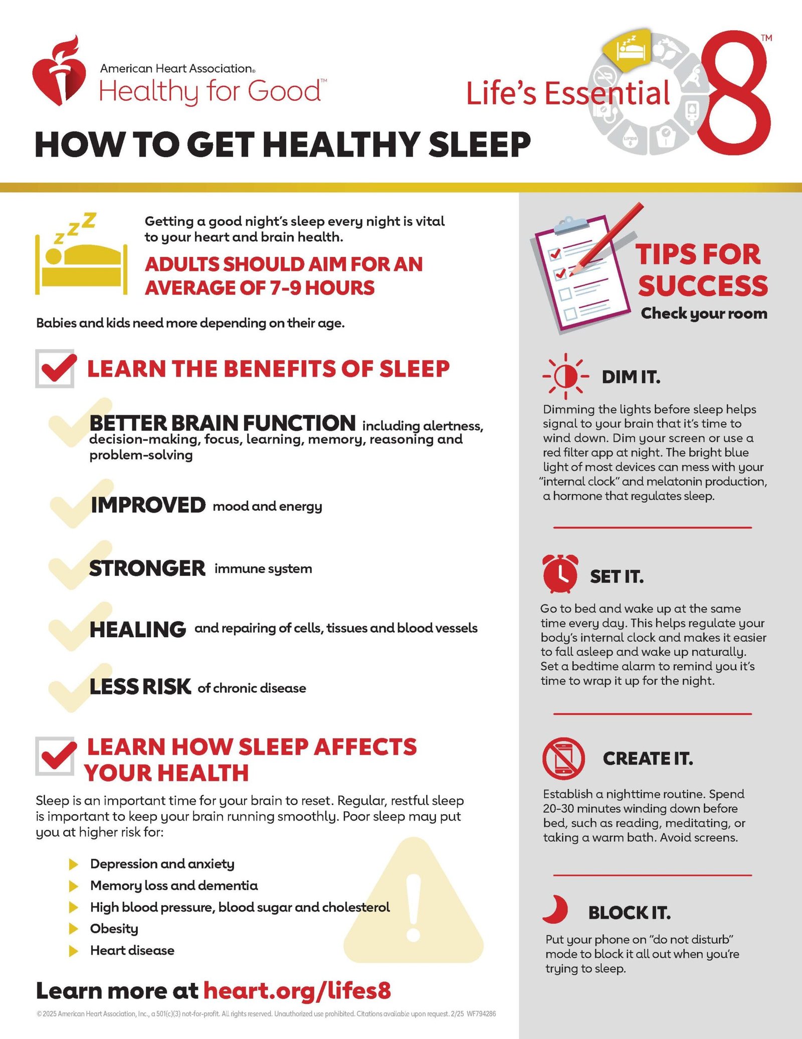 Life's Essential 8: Get Healthy Sleep Infographic